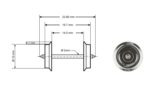 Preview: Roco 40179 H0 Radsatz AC, Ø 10 mm, 2er-Set 