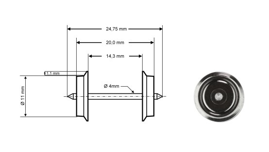 Preview: Roco 40186 H0 Widerstands-Radsatz DC, Ø 11 mm, 2-er Set  für Gleisbesetztmeldung