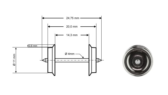 Preview: Roco 40267 H0 RP-25 Radsatz DC, Ø 11 mm, 2er-Set 