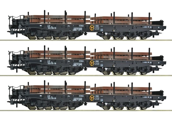 Roco 6600263 H0 Schwerlast-Flachwagen mit Beladung 3er-Set 