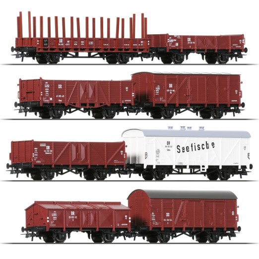 Roco 67127 H0 Güterwagen-Set der DR 8-teilig 