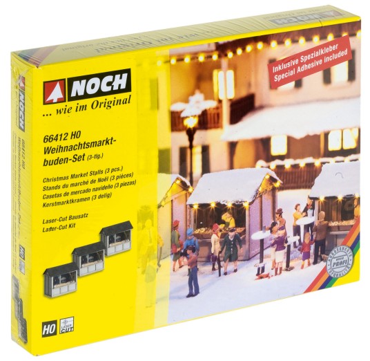 Preview: NOCH 66412 H0 Weihnachtsmarktbuden-Set 3-teilig 