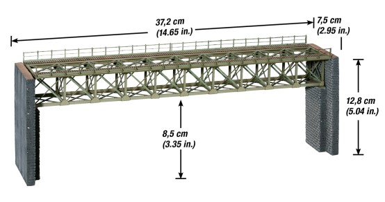 Preview: NOCH 67020 H0 Stahlbrücke, 37,2 cm lang 