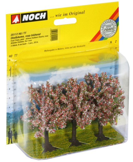 Preview: NOCH 25112 H0/TT Obstbäume rosa blühend 3 Stück, 8 cm hoch 