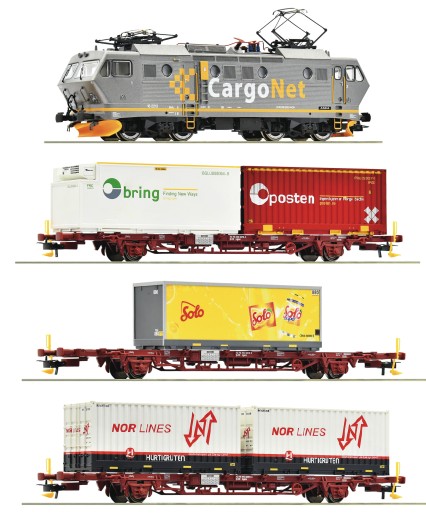Roco 61486 H0 E-Lok EL 16 mit Güterzug, CargoNet 4er-Set 
