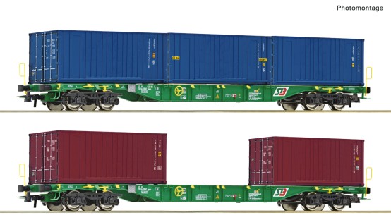 Roco 76007 H0 Containertragwagen, StB 2er-Set 