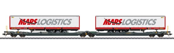 Trix 24472 H0 Doppel-Taschenwagen Sdggmrss, Spedition Mars 