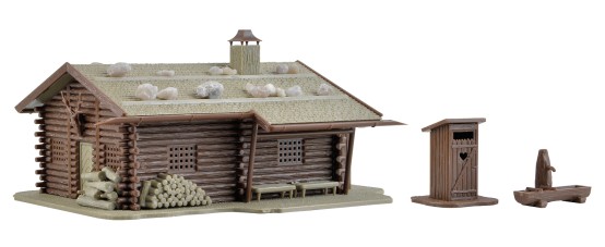 Preview: Vollmer 43708 H0 Jagdhütte mit Brunnen und Häuschen mit Herz 