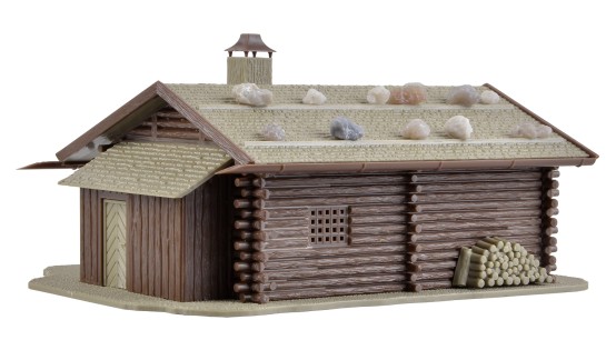 Preview: Vollmer 43708 H0 Jagdhütte mit Brunnen und Häuschen mit Herz 