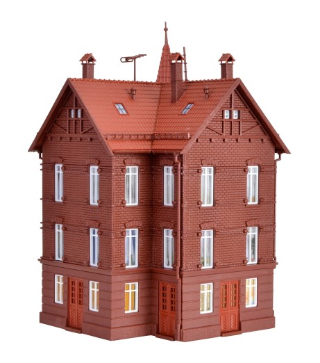 Preview: Vollmer 43807 H0 Eisenbahner-Wohnhaus, Eckhaus 