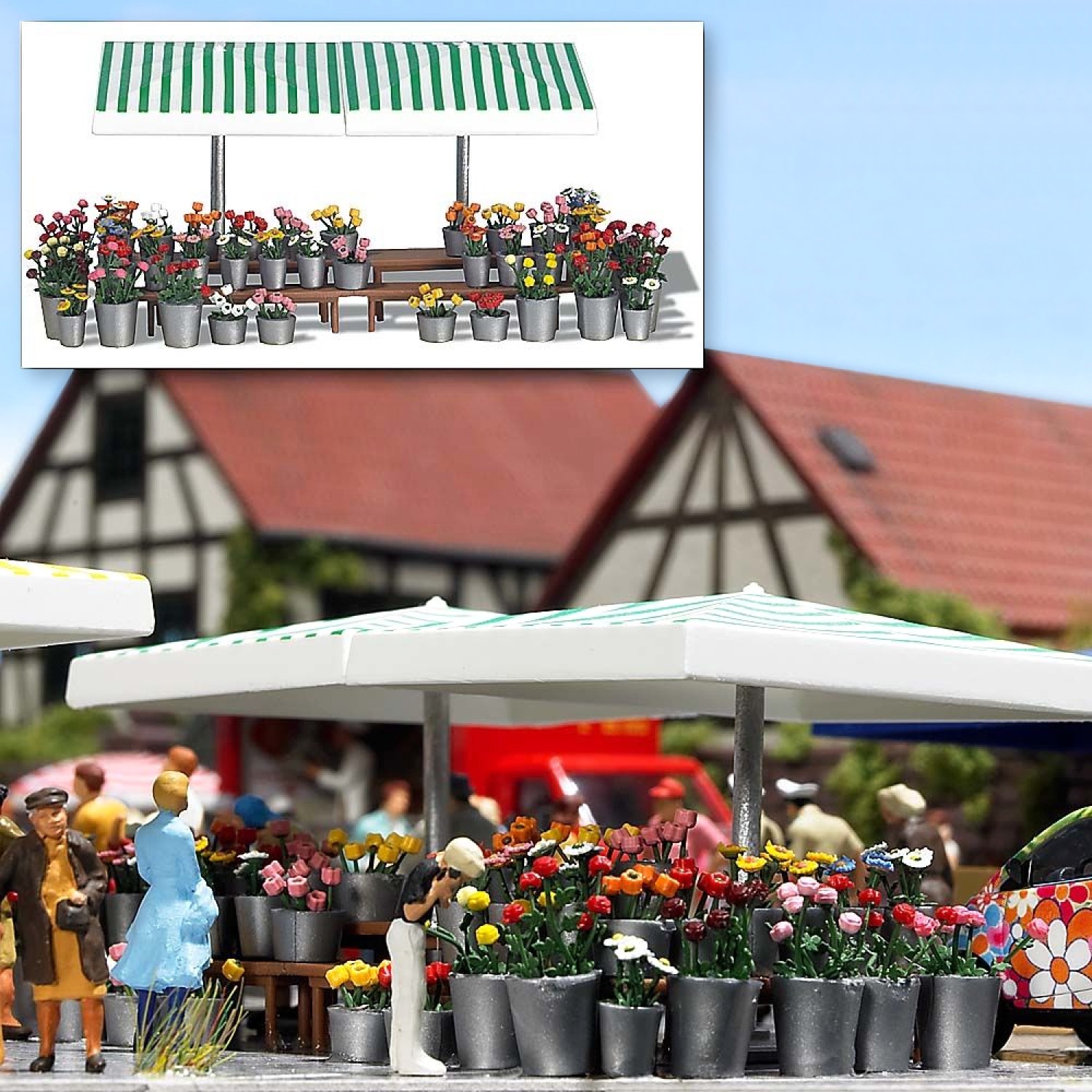 BUSCH 1072 H0 Marktstand Blumen 