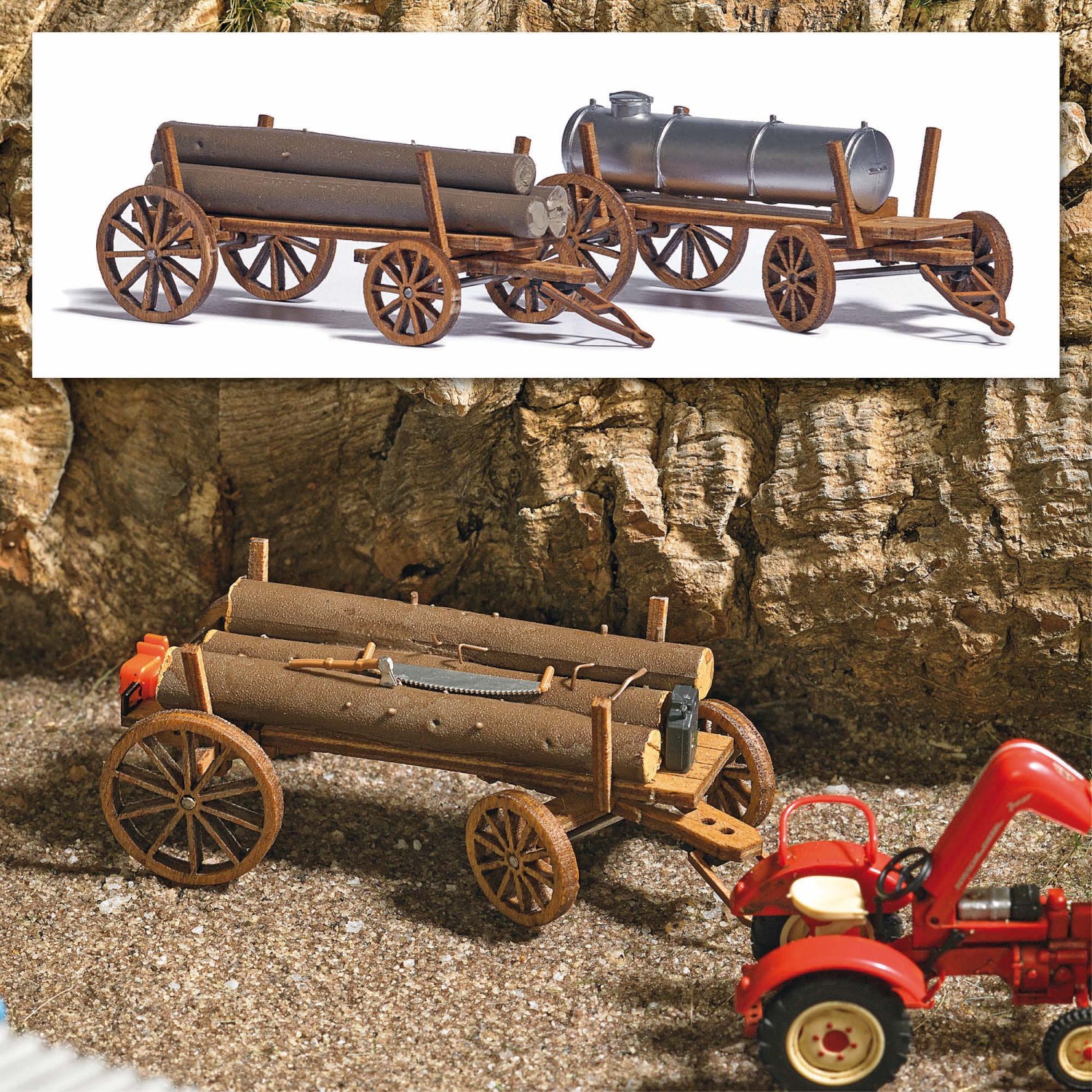 BUSCH 1386 H0 2 Holzwagen 