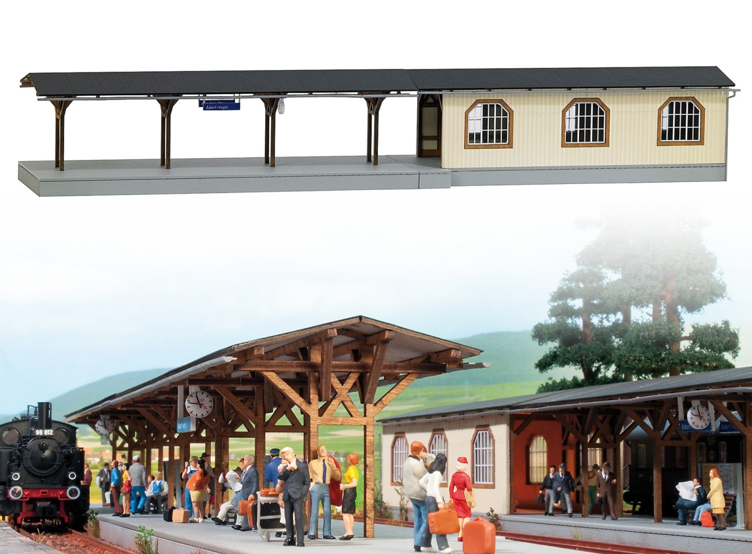 BUSCH 1467 H0 Bahnsteig mit Unterführung Adorf 