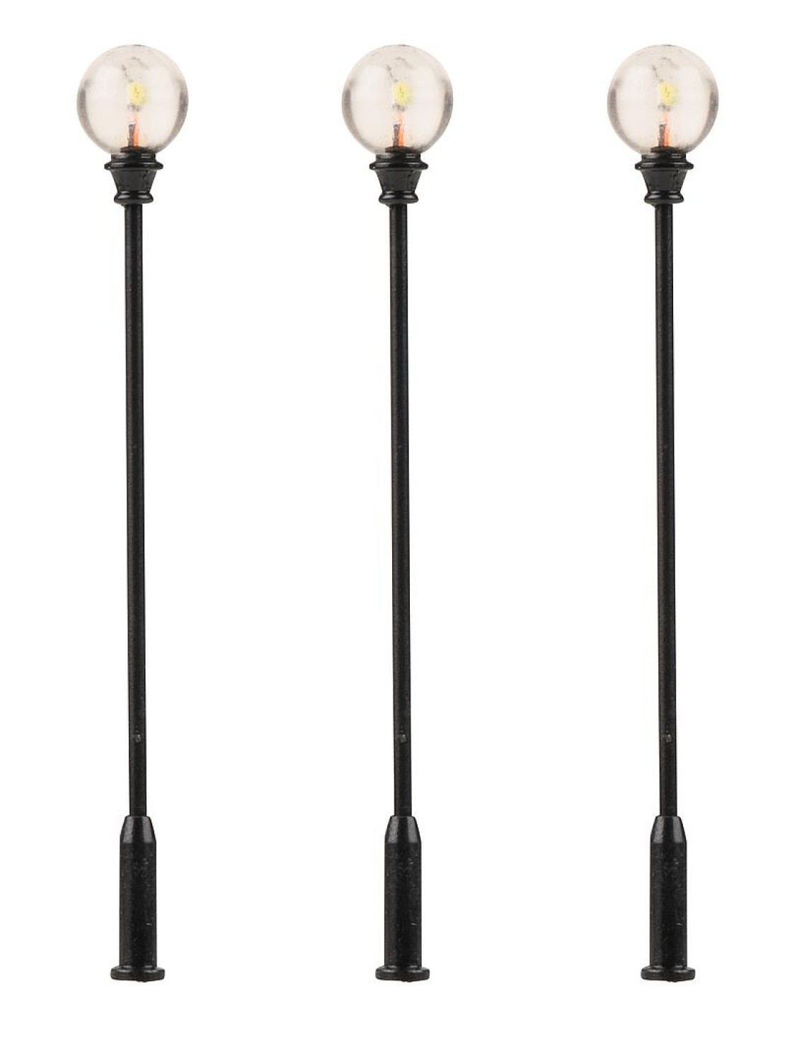 FALLER 180113 H0 LED-Parklaterne, Kugel-Aufsatzleuchte , warmweiß, 3 Stück