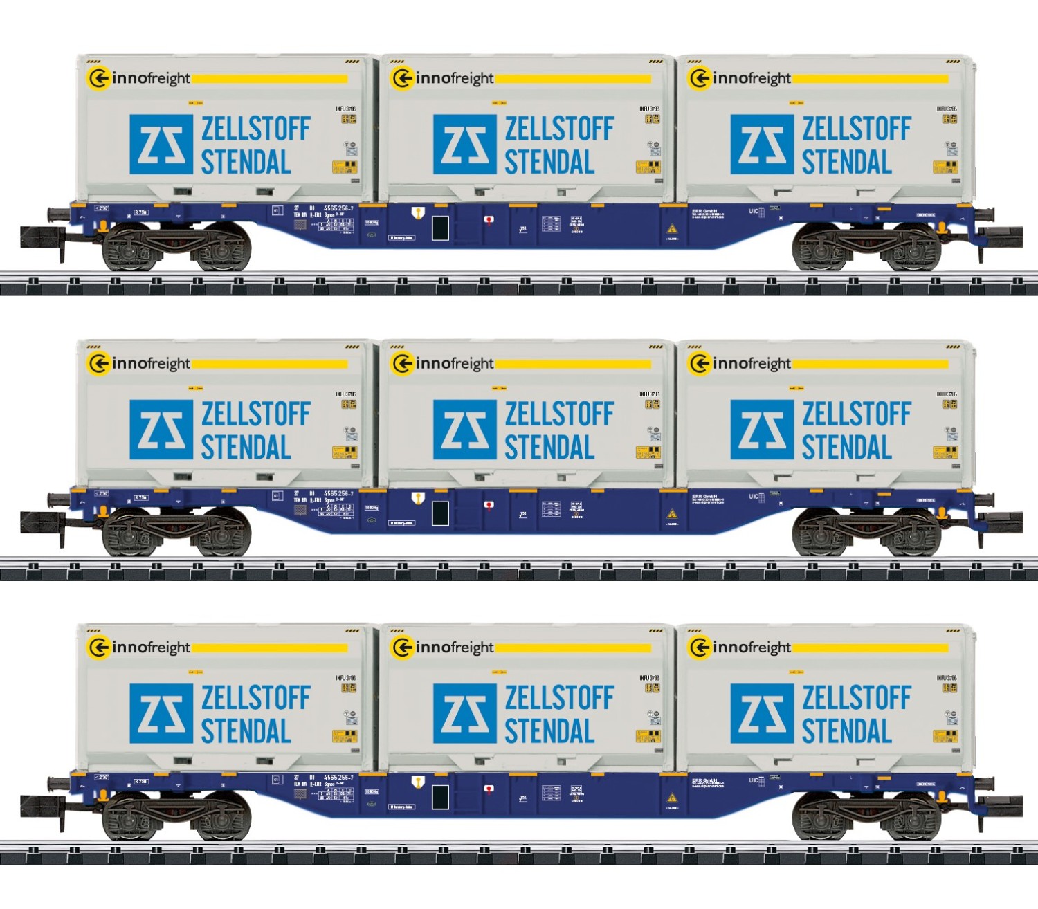 Minitrix 18420 N Containertragwagen Sgnss, 3er-Set 