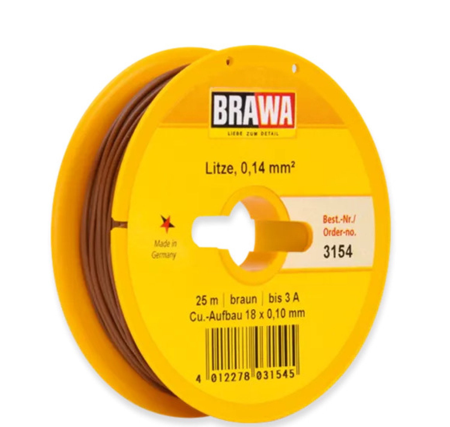 BRAWA 3154 Litze 0,14 mm², 25 m Spule, braun 
