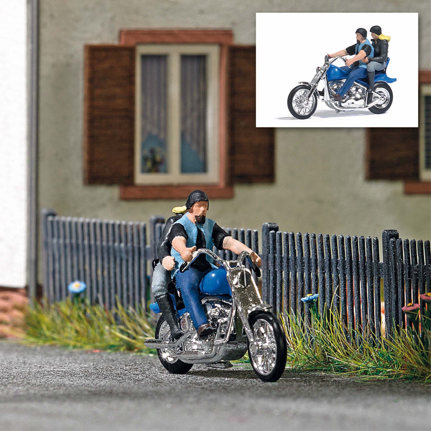 BUSCH 7860 H0 US Motorrad mit Bikerpärchen 