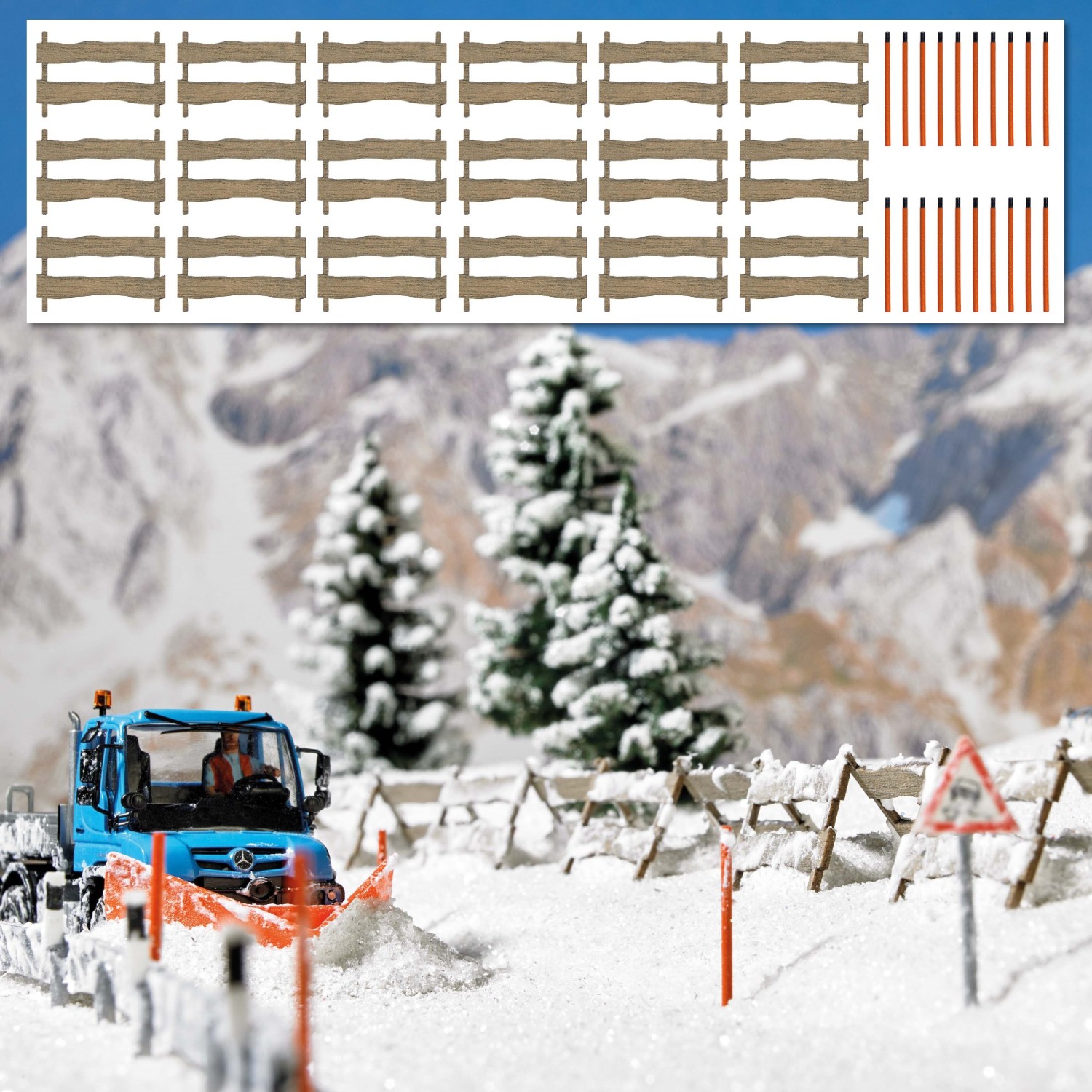 BUSCH 1120 H0 Schneefangzäune und Schneestangen 