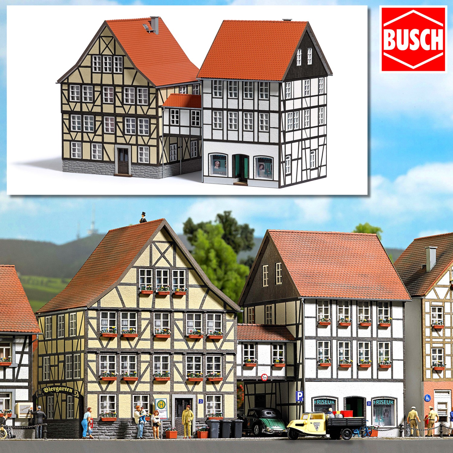 BUSCH 1538 H0 Häuser mit Übergang 