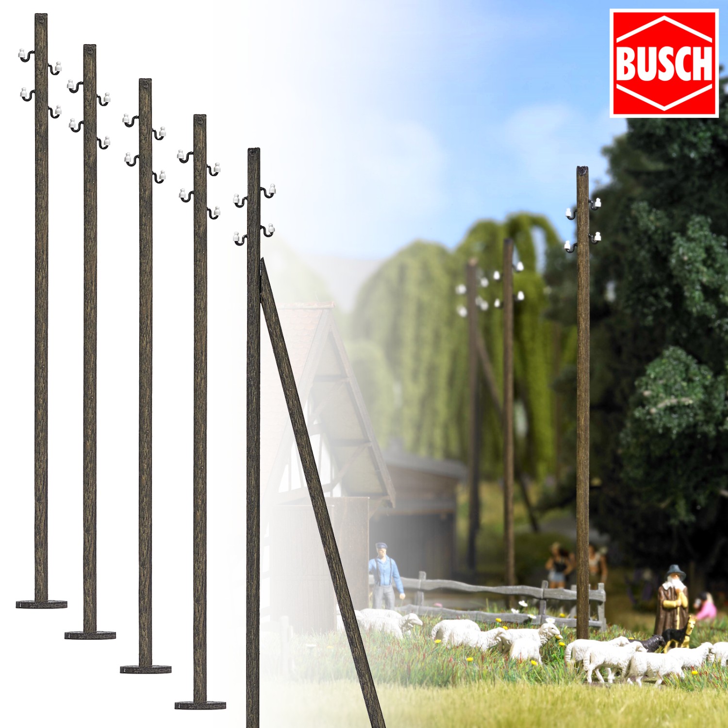 BUSCH 1569 H0 Freileitungsmasten 