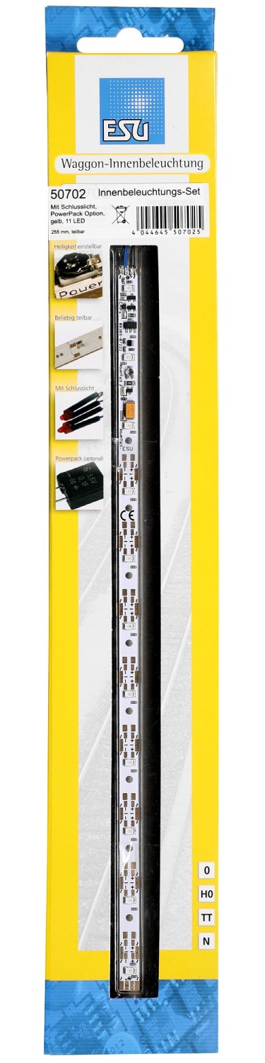 ESU 50702 H0/TT/N Innenbeleuchtung gelb mit Schlusslicht 
