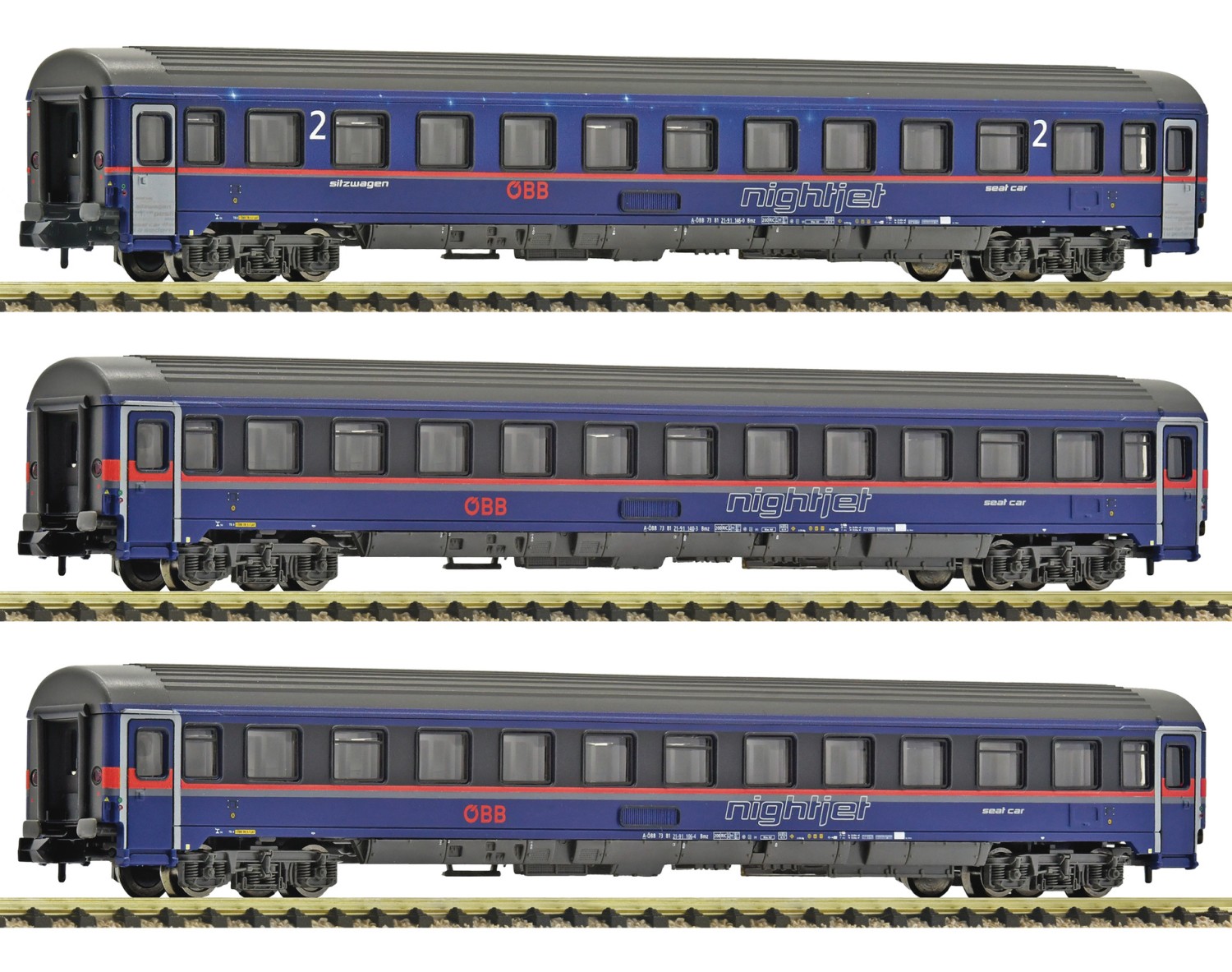 Fleischmann 6260084 N Eurofima-Wagen „Nightjet“, ÖBB 3er-Set 