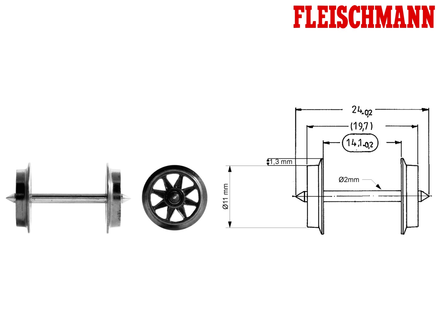 Fleischmann 6563 H0 Doppelspeichen-Radsatz AC 