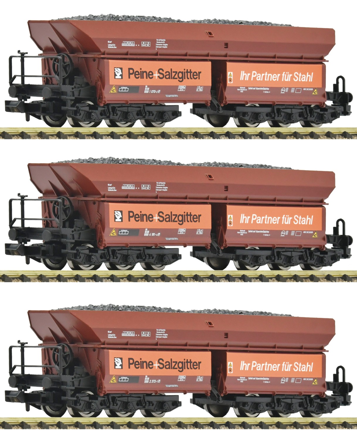 Fleischmann 6660150 N Erzwagen „Peine+Salzgitter“ 3er-Set 