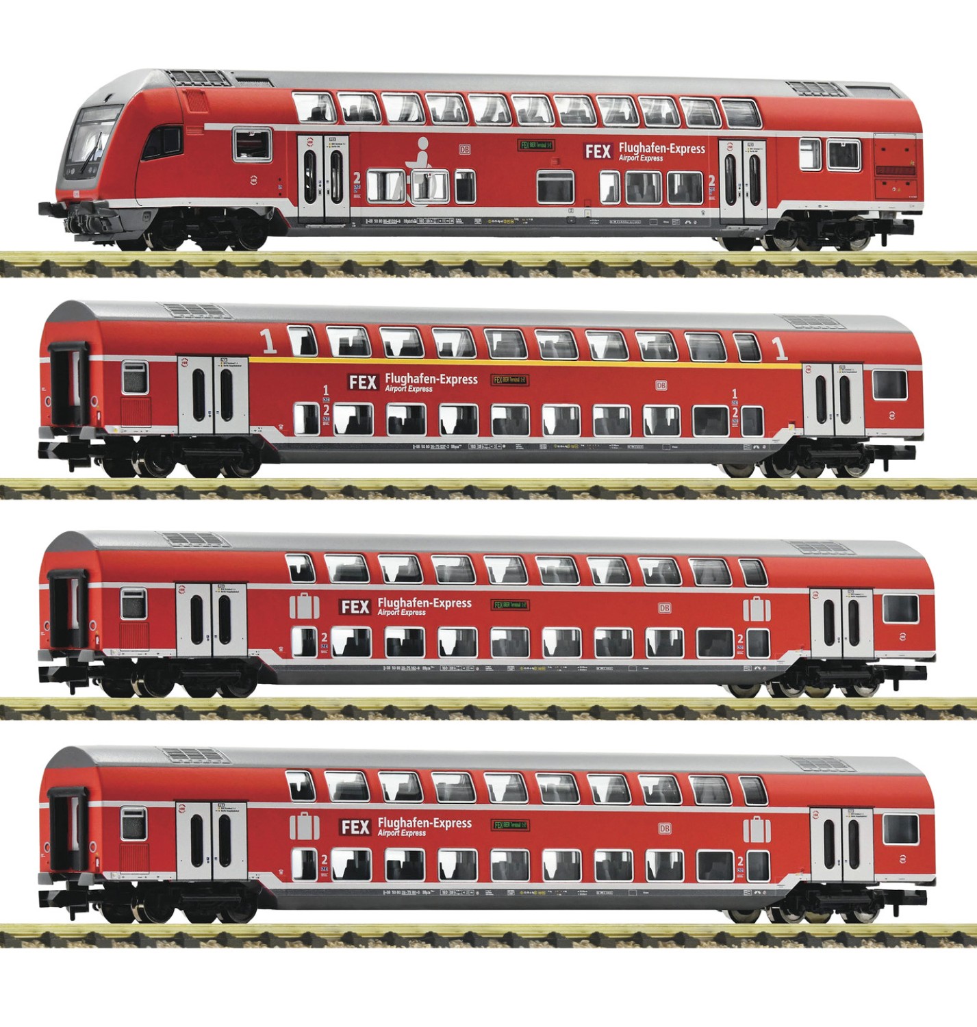 Fleischmann 881916 N Doppelstockwagen FEX, DB AG 4er-Set 