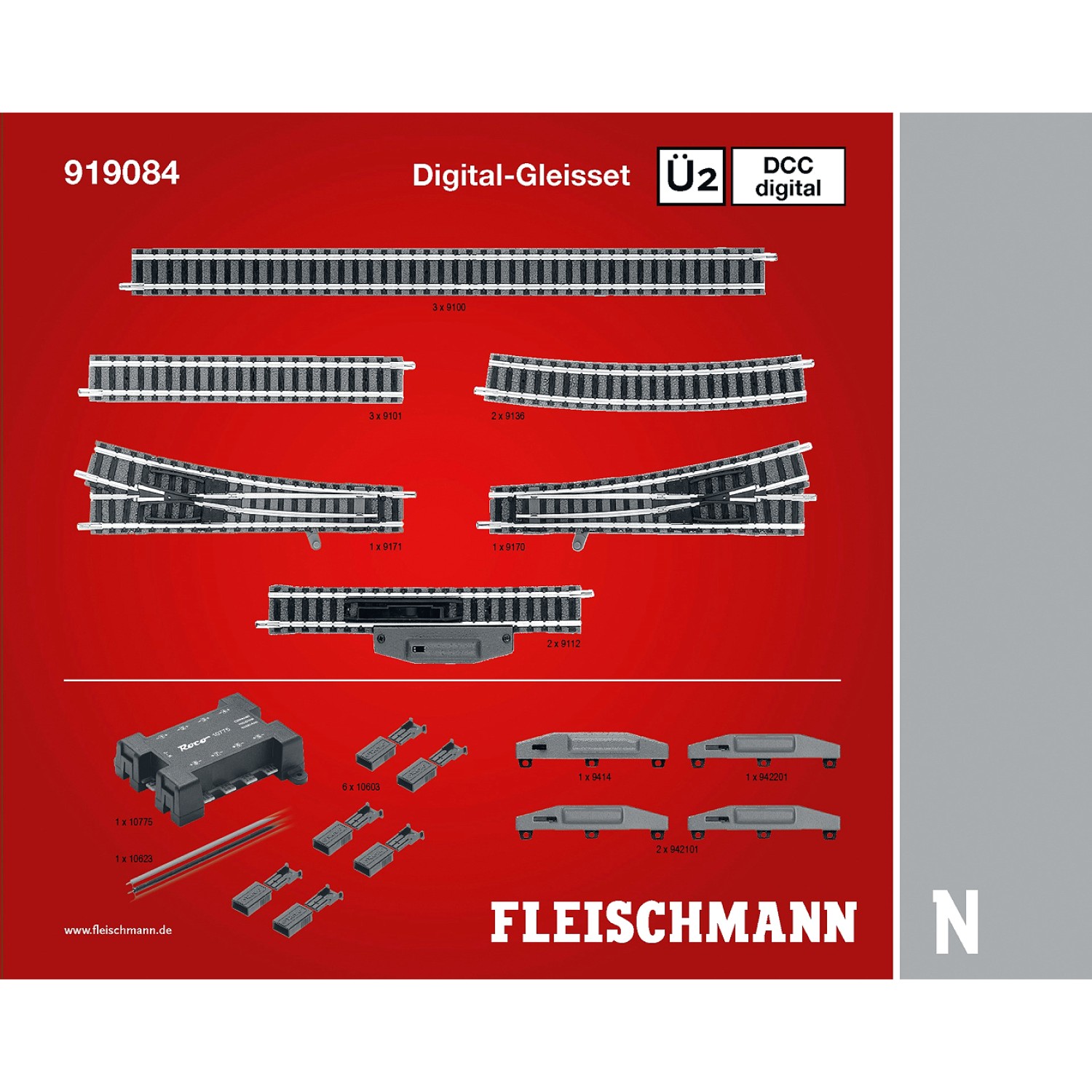 Fleischmann 919084 N Profi-Gleis DCC Digital-Gleisset Ü2 