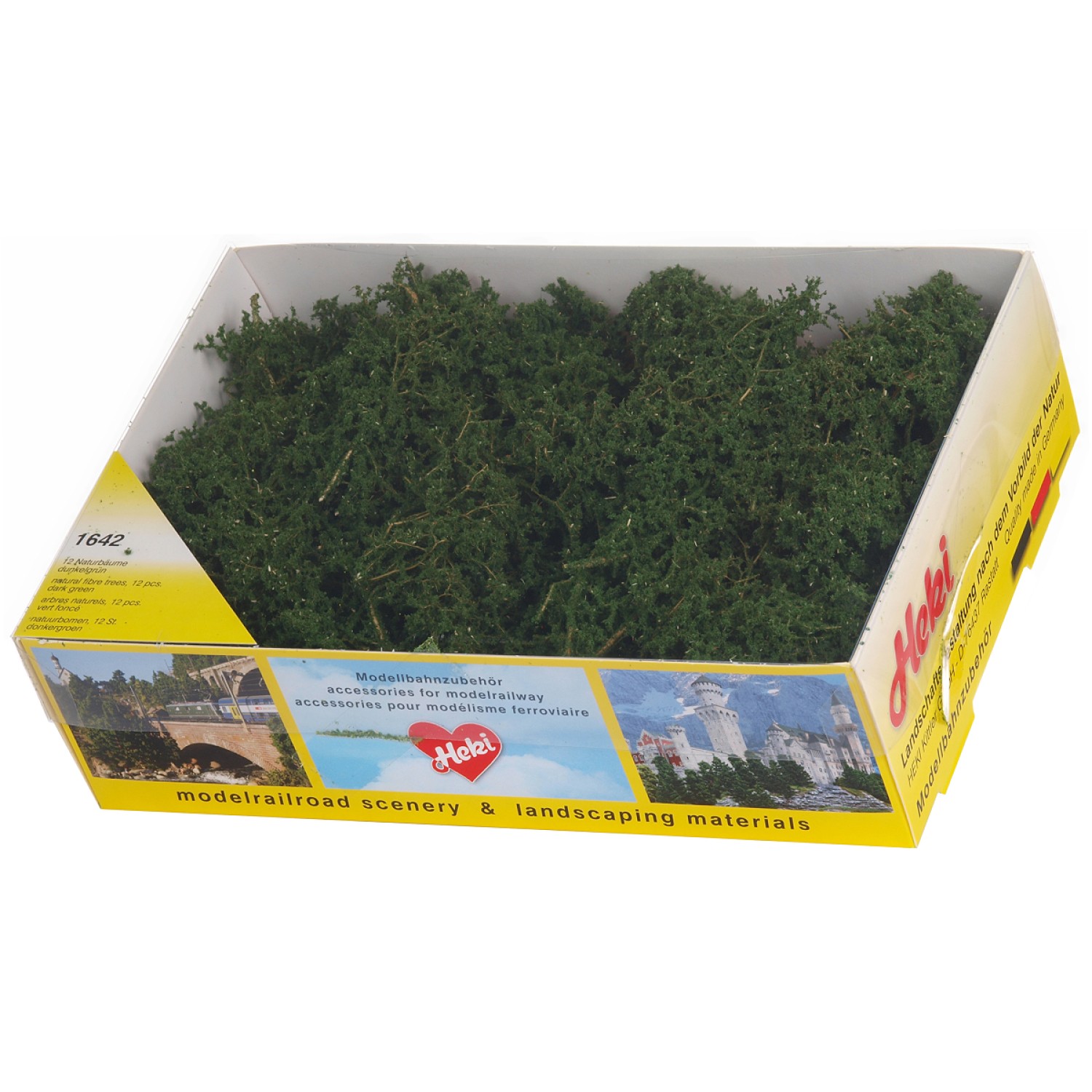 Heki 1642 H0/TT/N Naturbäume, 12 Stück dunkelgrün 