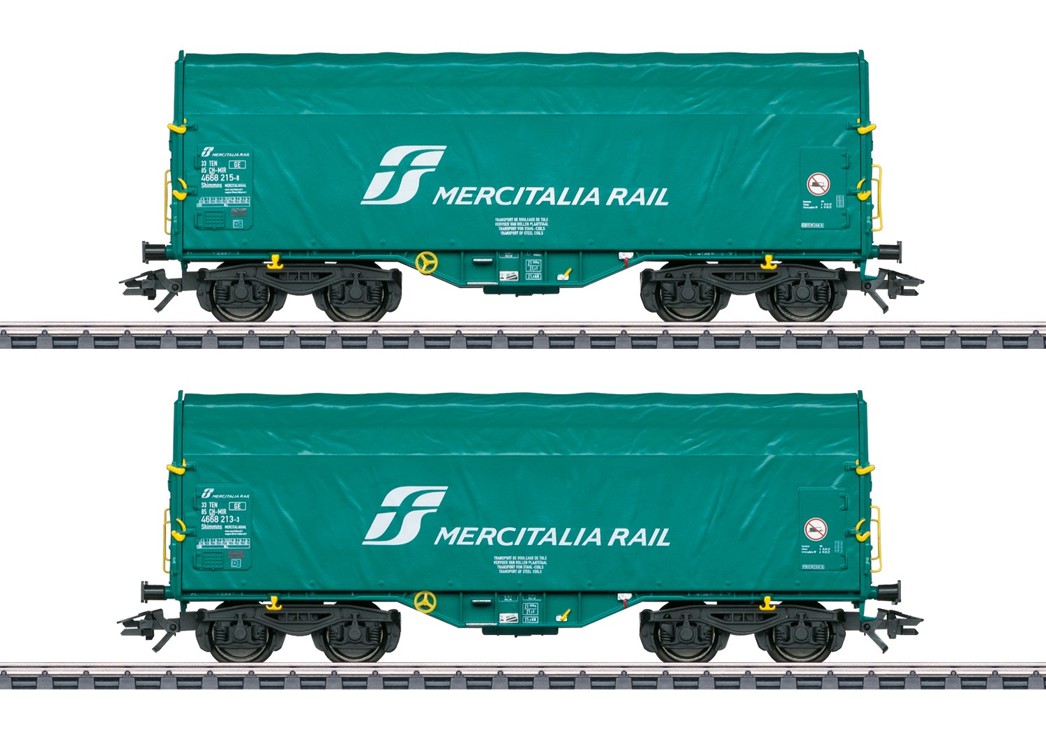 Märklin 47228 H0 Schiebeplanenwagen, Mercitalia Rail 2er-Set 