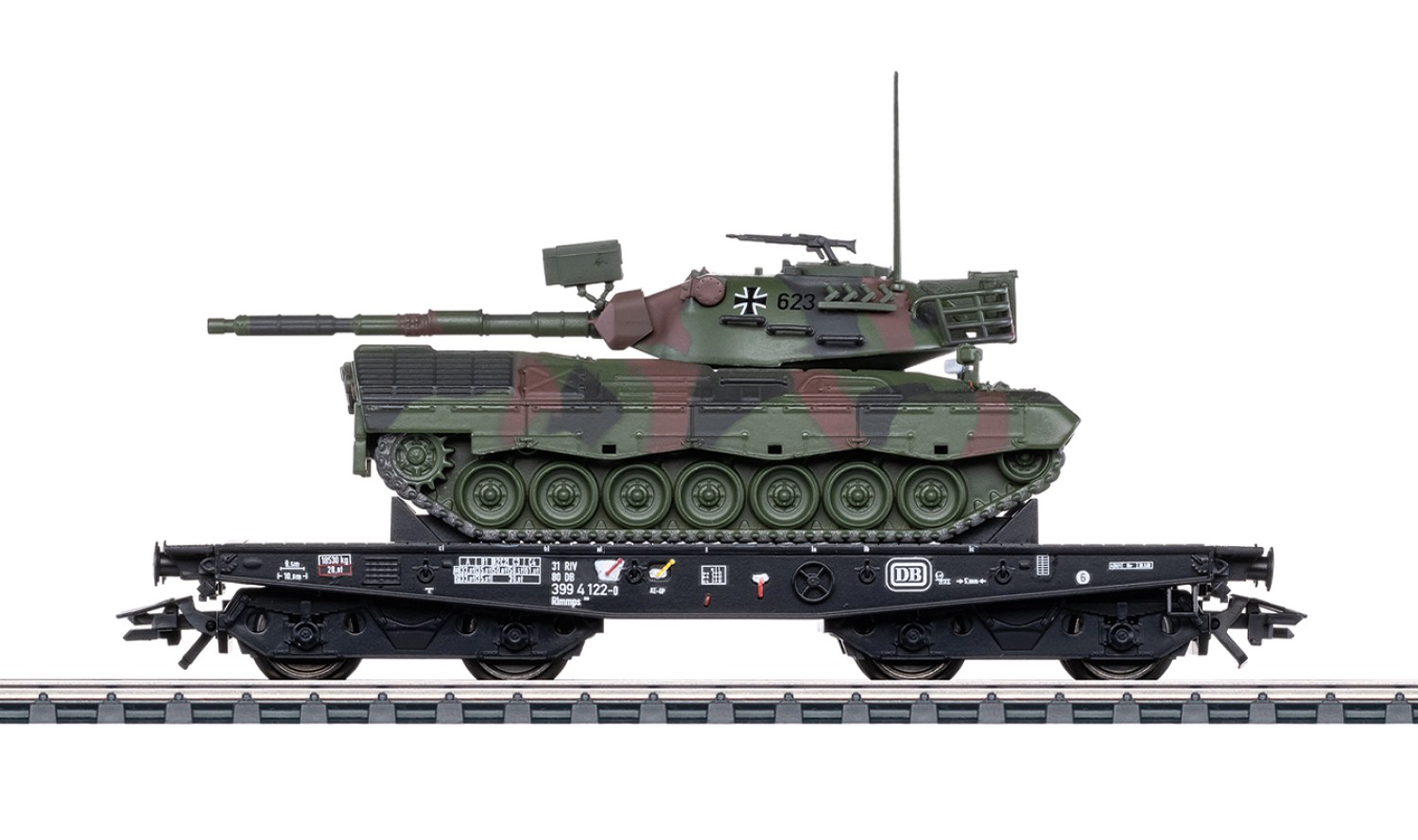 Märklin 48876 H0 Schwerlast-Flachwagen Rlmmps, Kampfpanzer 