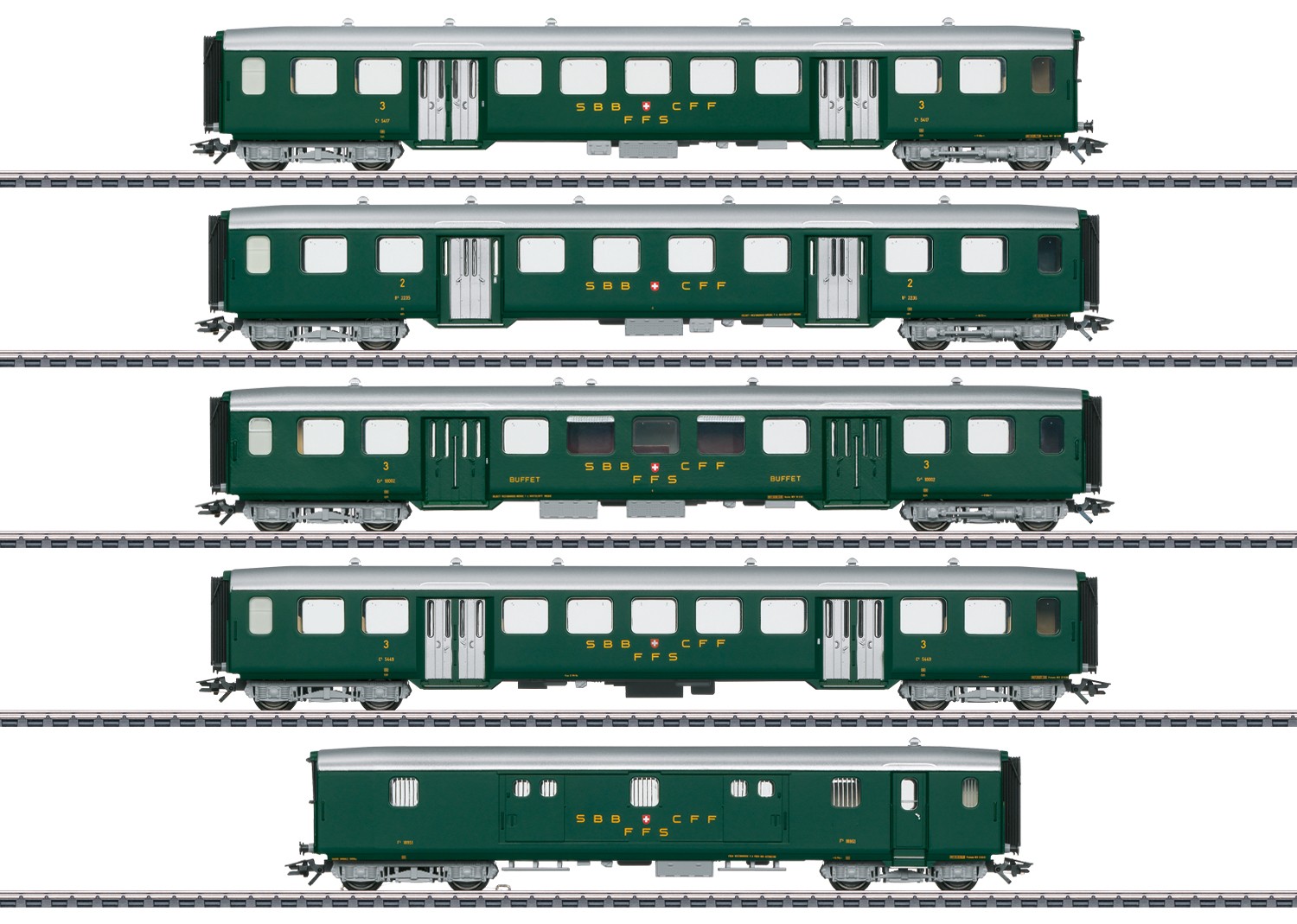 Trix 23134 H0 Leichtstahlwagen, SBB 5er-Set 