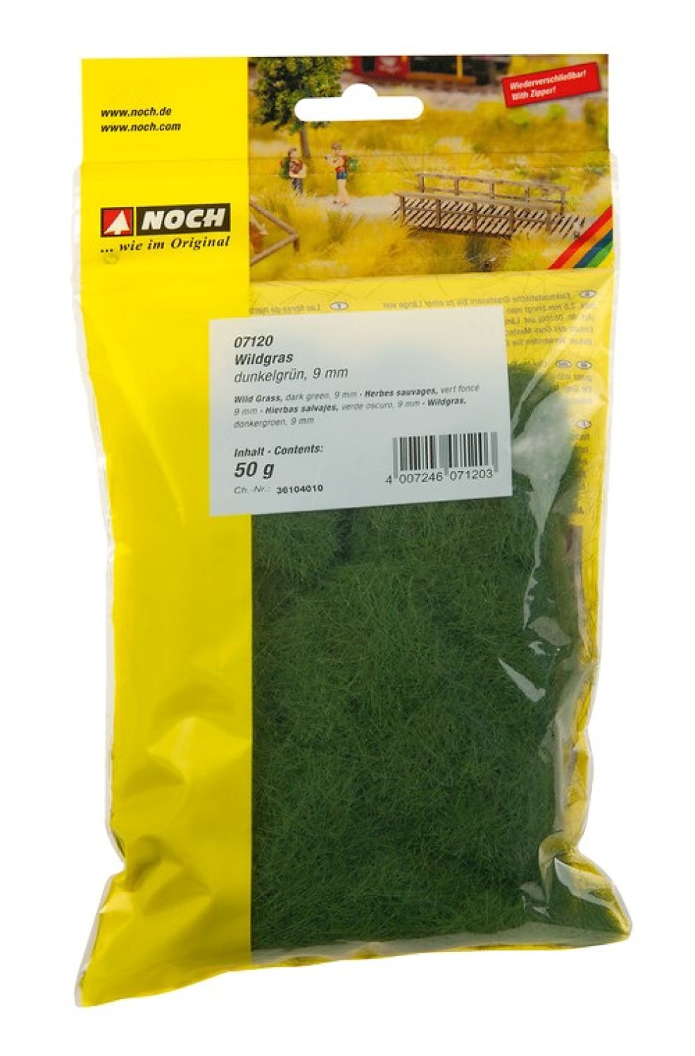 NOCH 07120 Wildgras dunkelgrün, 9 mm, 50g Beutel 