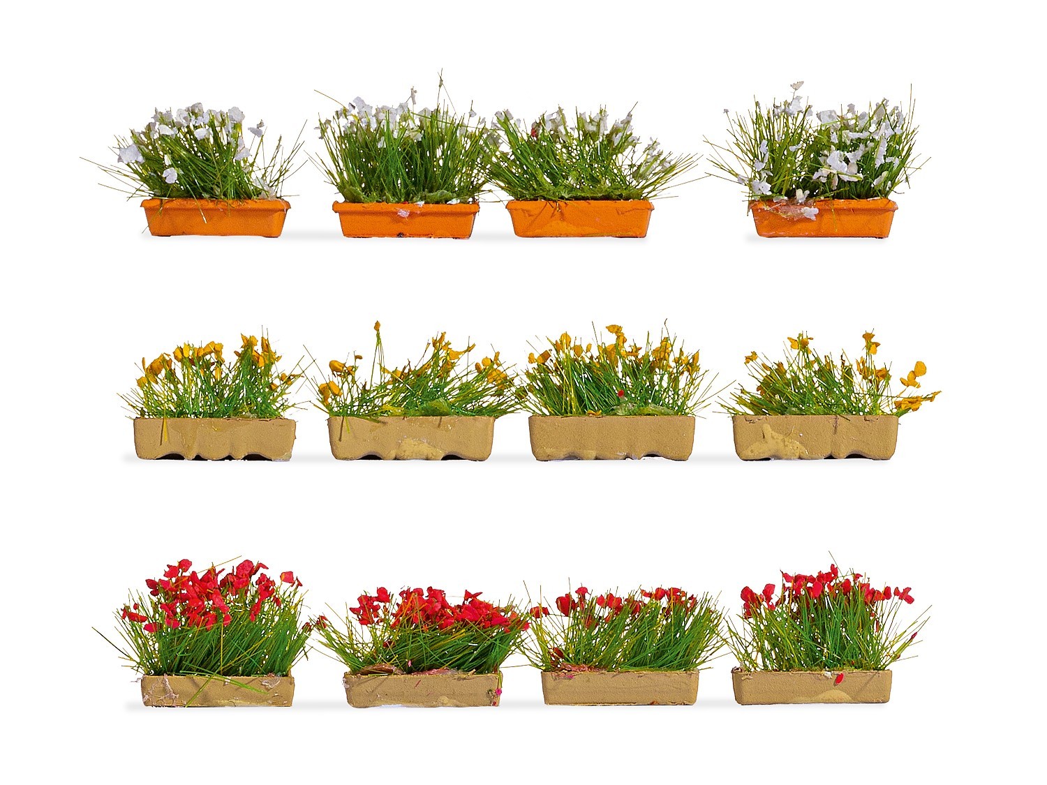 NOCH 14009 H0 Blumenkästen blühend rot, weiß und gelb 