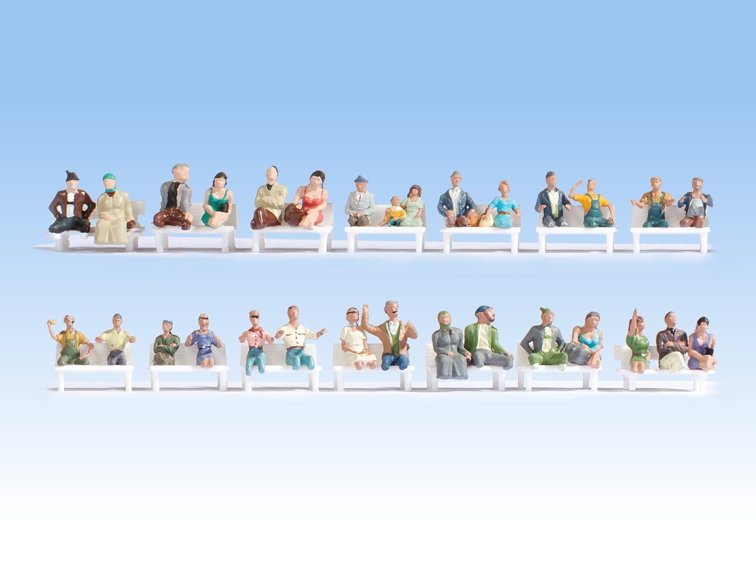 NOCH 16050 H0 Mega Spar-Set Reisende 30 Figuren, ohne Beine 