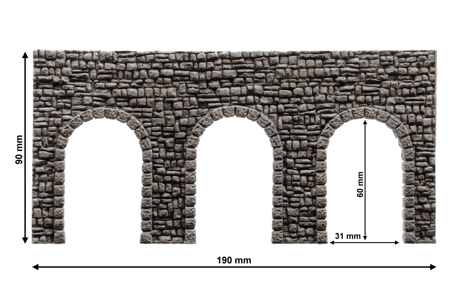NOCH 34942 N Arkadenmauer offen, 19 x 9 cm 
