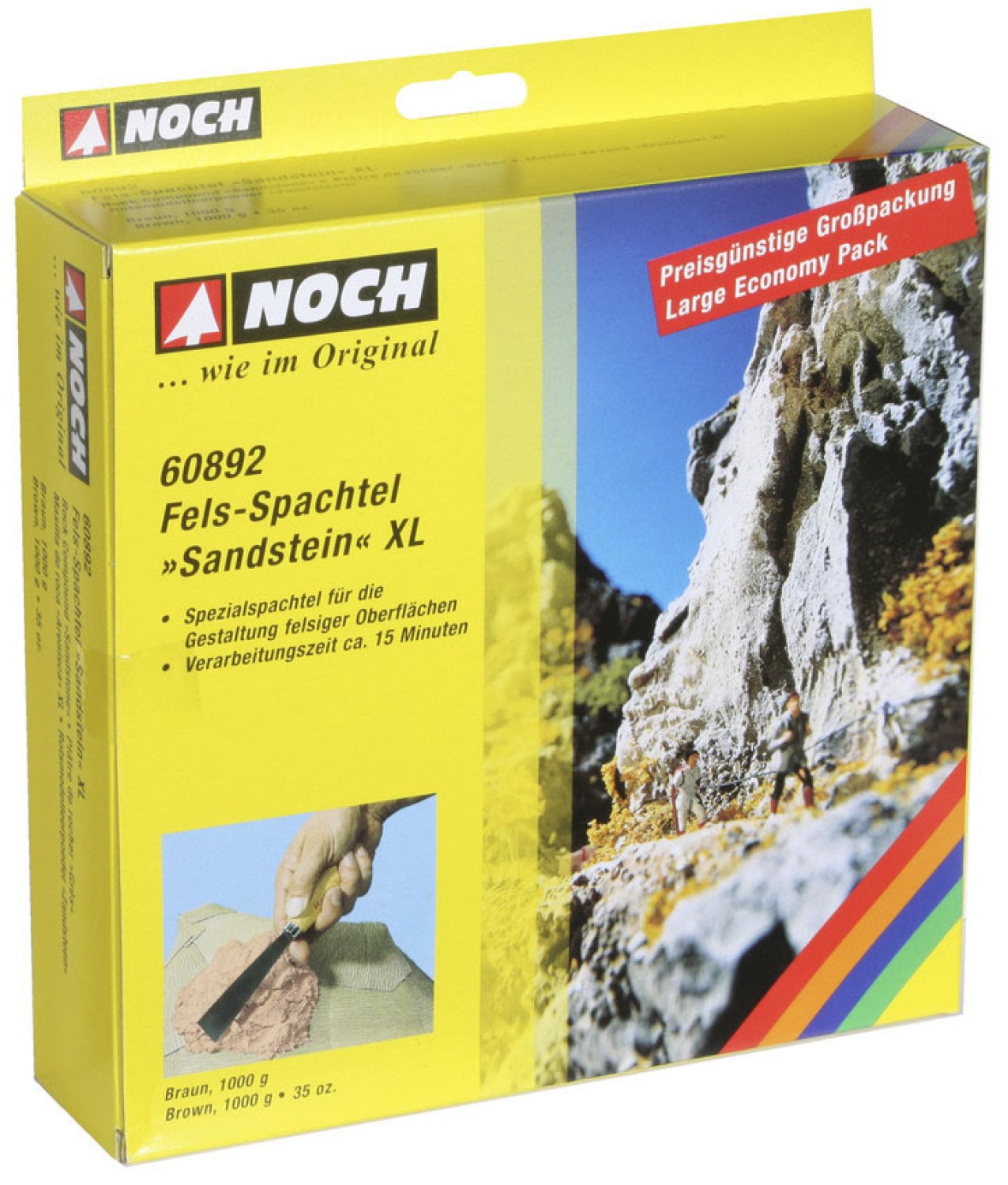 NOCH 60892 Fels-Spachtel XL „Sandstein“ braun, 1000g 