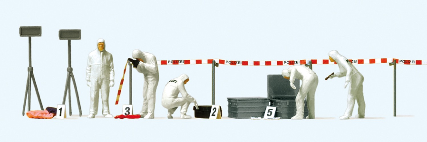 Preiser 10576 H0 Kriminalbeamte Spurensicherung mit Zubehör 