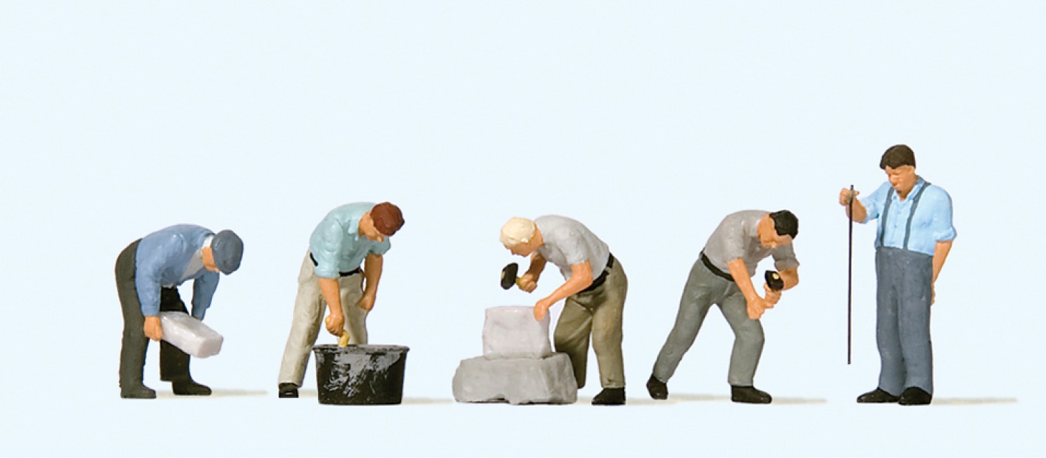 Preiser 10669 H0 Arbeit an der Bruchsteinmauer 