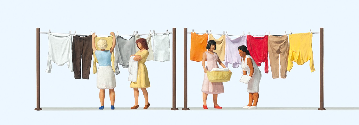 Preiser 10741 H0 Frauen beim Wäscheaufhängen 
