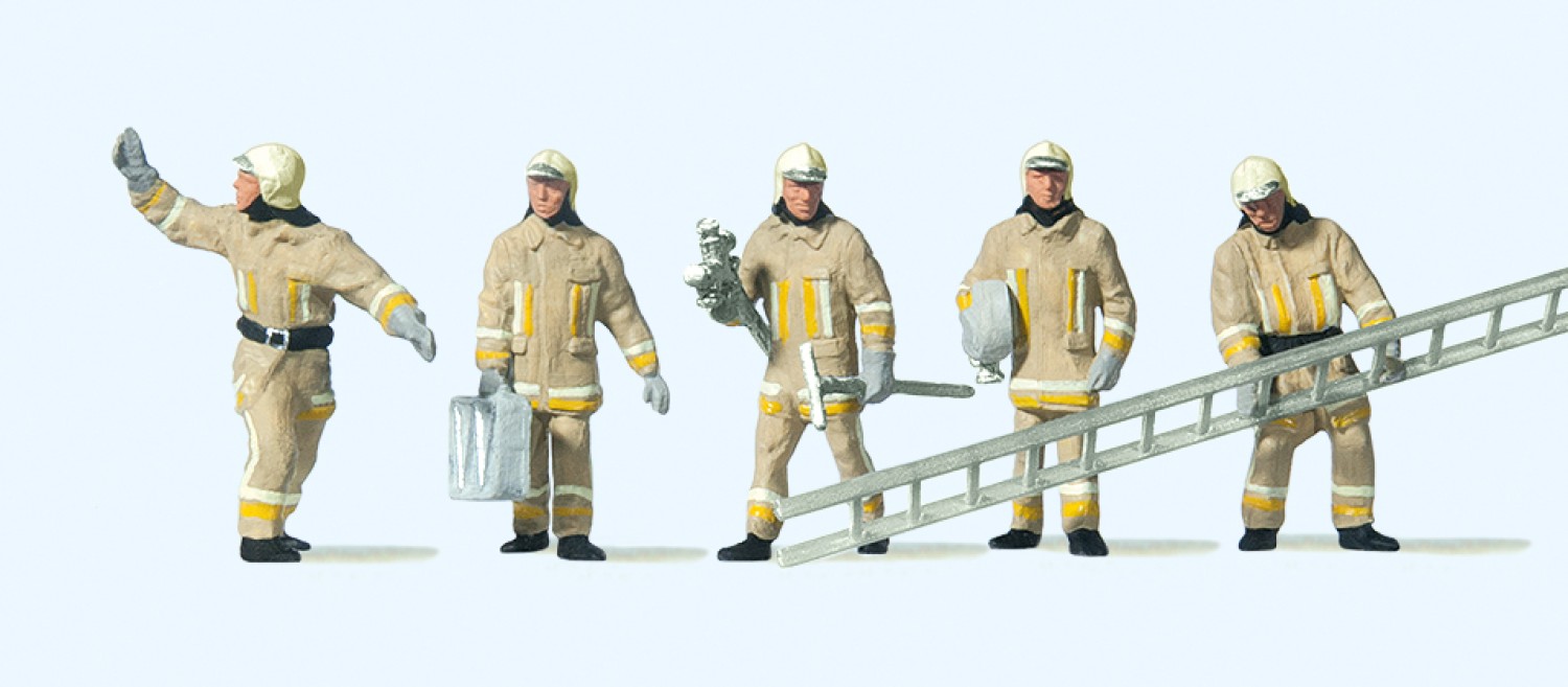 Preiser 10770 H0 Feuerwehrmänner in moderner Einsatzkleidung (Uniformfarbe beige)