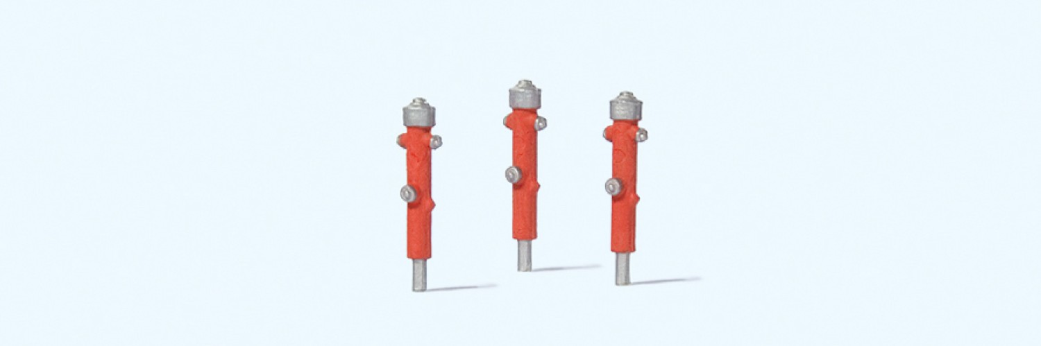 Preiser 17714 H0 Hydranten rot.3 Stück.Fertigm 