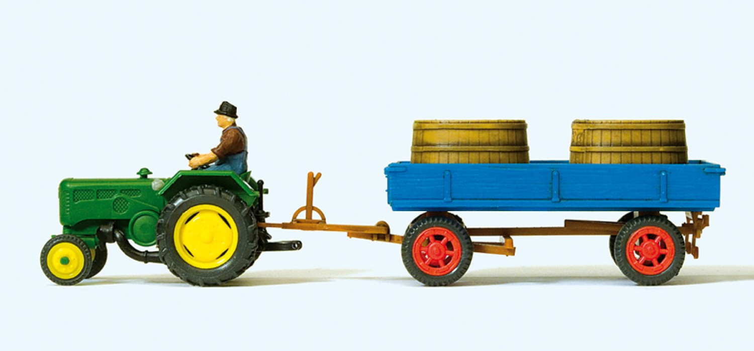Preiser 17943 H0 Ackerschlepper Lanz D 2416 mit Anhänger 
