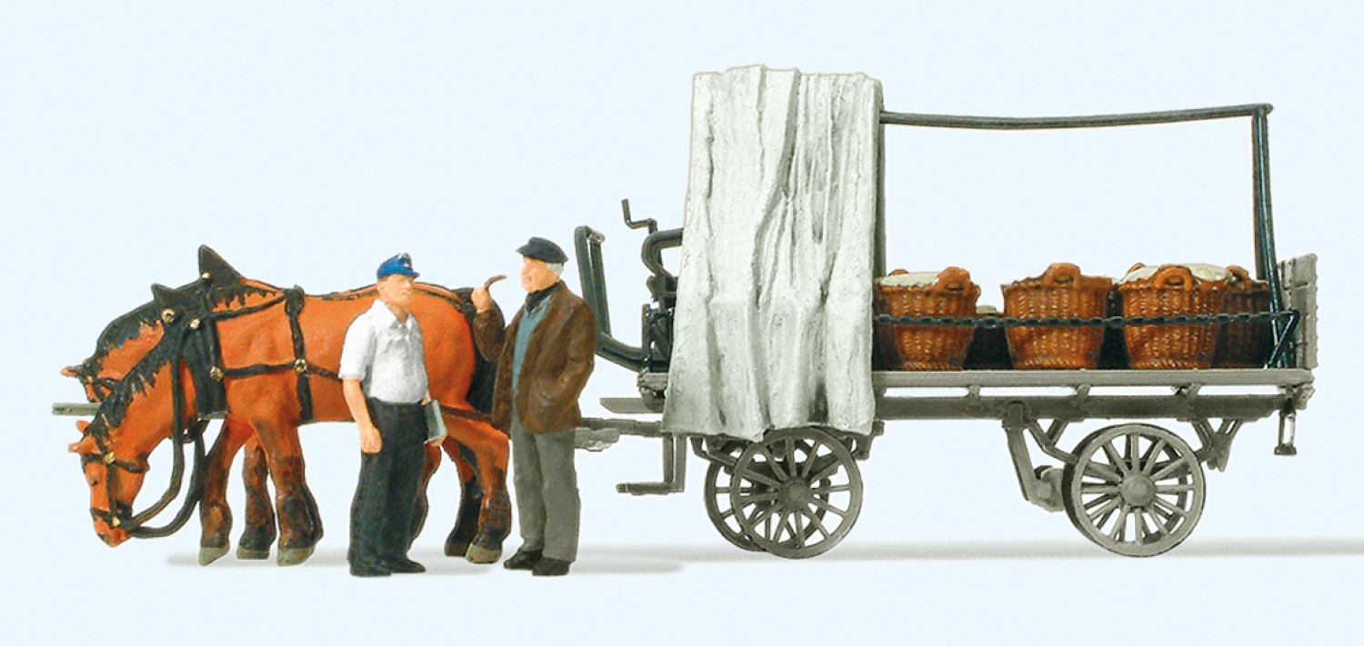 Preiser 30449 H0 Rollwagen mit Gemüseladung. 
