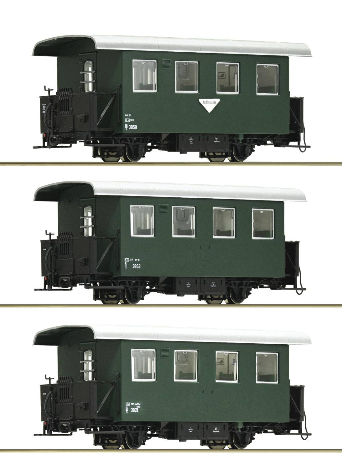 Roco 34100 H0e Schmalspur-Spantenwagen, ÖBB 3er-Set 