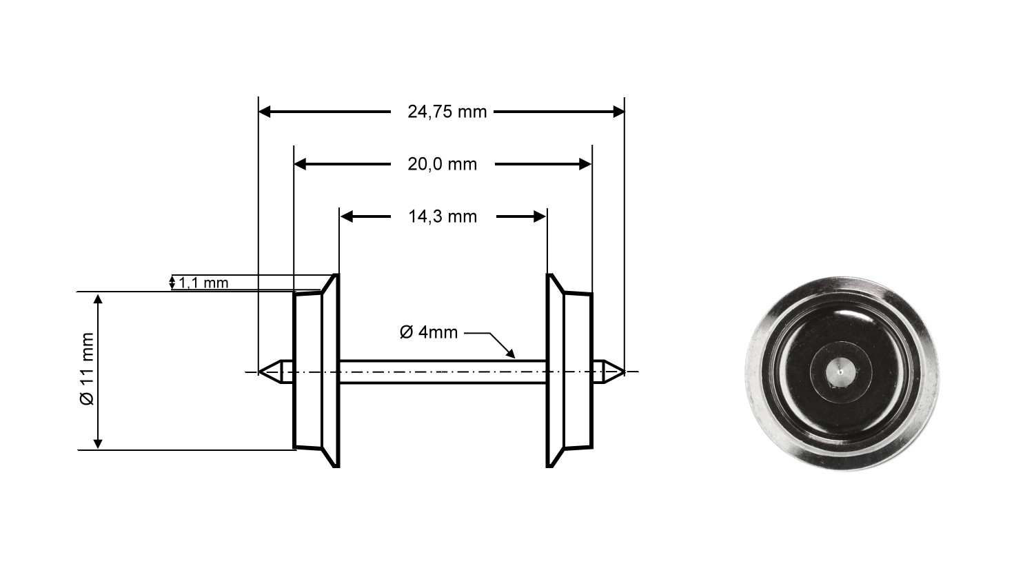 Roco 40186 H0 Widerstands-Radsatz DC, Ø 11 mm, 2-er Set  für Gleisbesetztmeldung