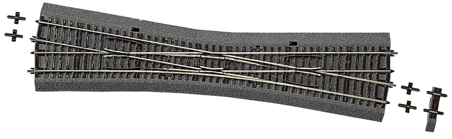 Roco 42591 H0 Einfache Kreuzungsweiche 10° mit Bettung 
