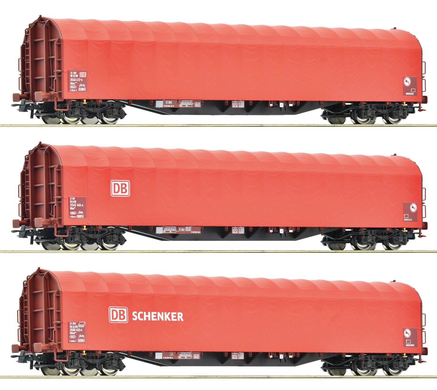 Roco 6600156 H0 Schiebeplanenwagen Rilns, DB AG 3er-Set 